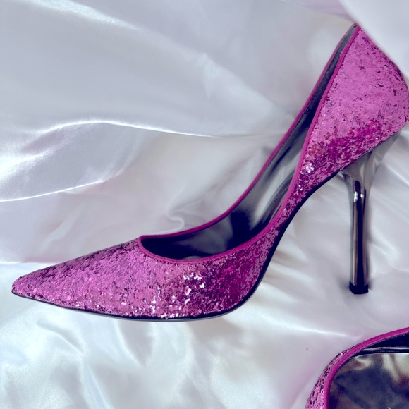 Guess Pink Sparkle Pointed Toe with Bronze Colored Heel - Picture 4 of 12